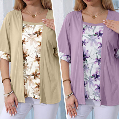 ⌛Limited-Time Offer-Floral Printed Mock 2-Piece Top