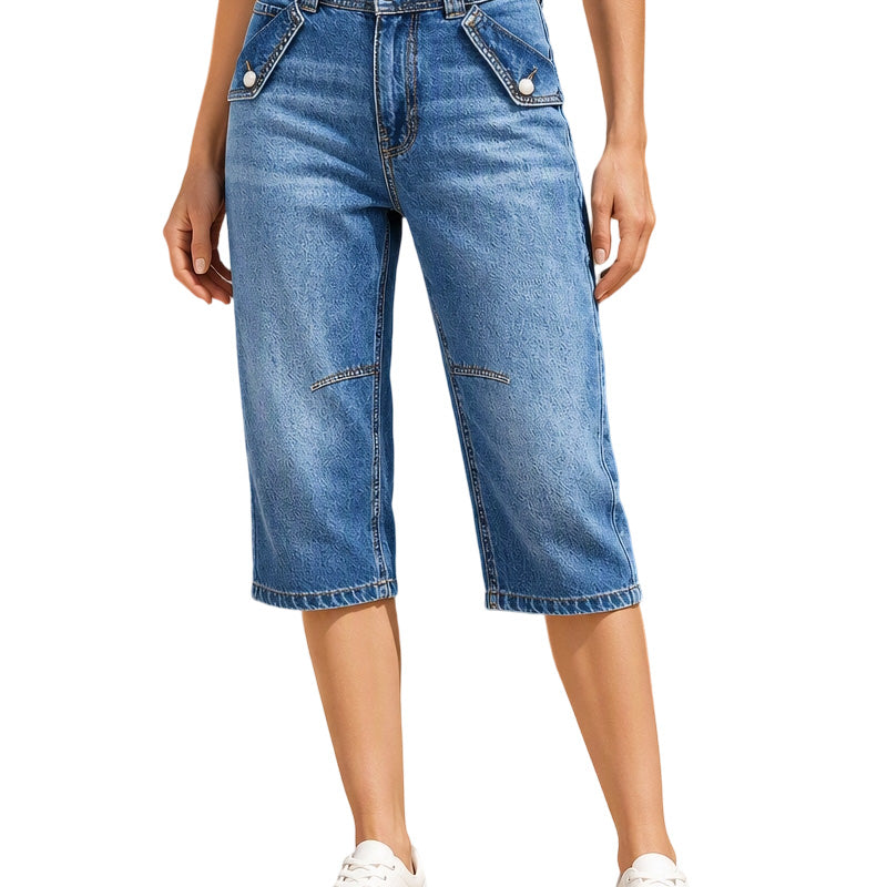 ⌛Limited-Time Offer-Women's High Waisted Knee Length Jean Shorts