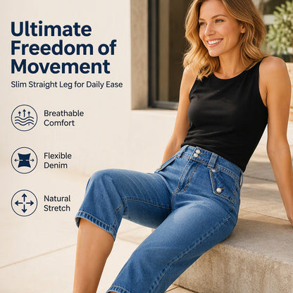 ⌛Limited-Time Offer-Women's High Waisted Knee Length Jean Shorts