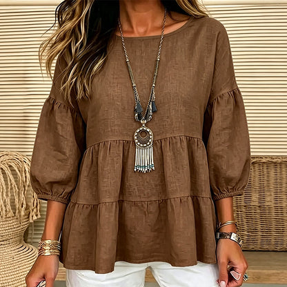 Women's Summer Lantern Sleeve Tiered Ruffle Blouse