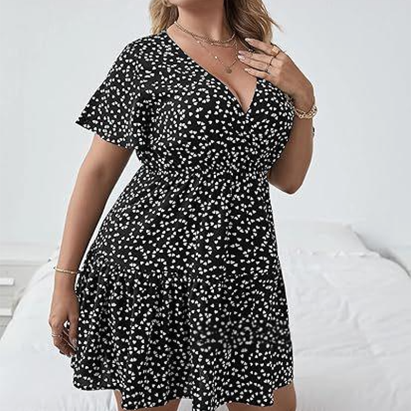 Women's Casual Polka Dot V-Neck Dress