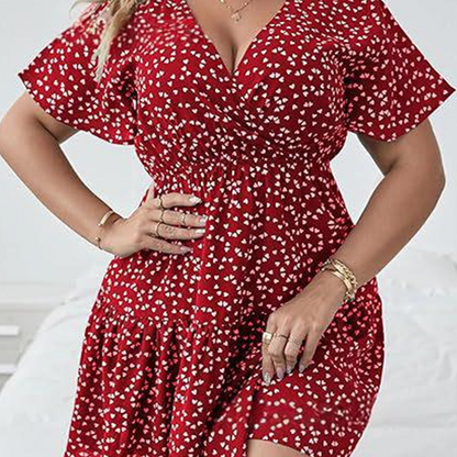 Women's Casual Polka Dot V-Neck Dress