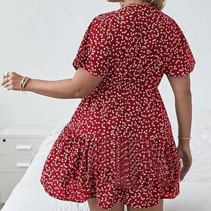 Women's Casual Polka Dot V-Neck Dress