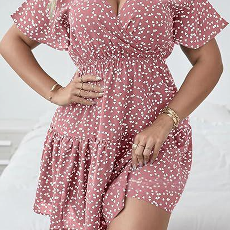 Women's Casual Polka Dot V-Neck Dress