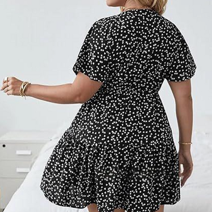 Women's Casual Polka Dot V-Neck Dress