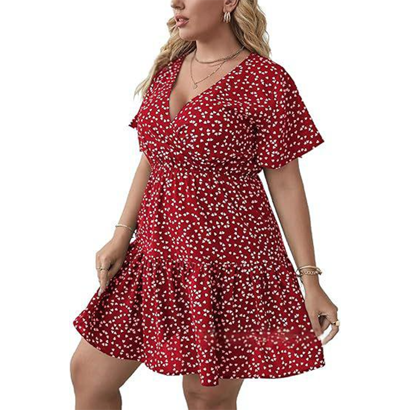 Women's Casual Polka Dot V-Neck Dress