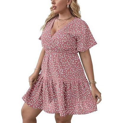 Women's Casual Polka Dot V-Neck Dress