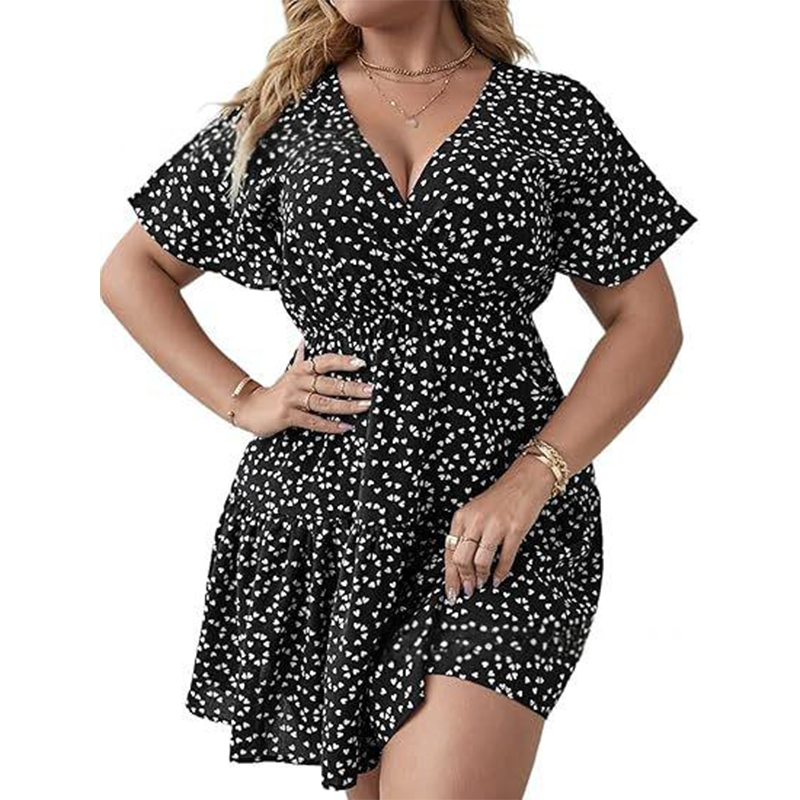 Women's Casual Polka Dot V-Neck Dress