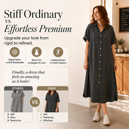 ✨🛍️Fresh Drop - Loose-Fit Denim Dress with Button Placket – Timeless Wardrobe Staple for Weekends or Travel 🍃