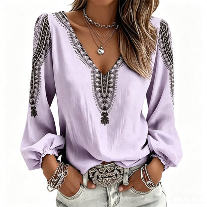 ✨🛍️Fresh Drop - V-Neck 3D Print Long Sleeve – Flattering Fit & Modern Aesthetic for Any Wardrobe