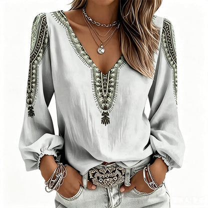 ✨🛍️Fresh Drop - V-Neck 3D Print Long Sleeve – Flattering Fit & Modern Aesthetic for Any Wardrobe