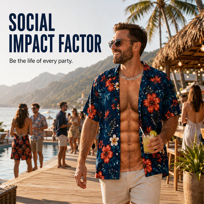 Men Hawaiian Shirt Tropical Floral Print Short Sleeve Casual Beach Button Down Shirt