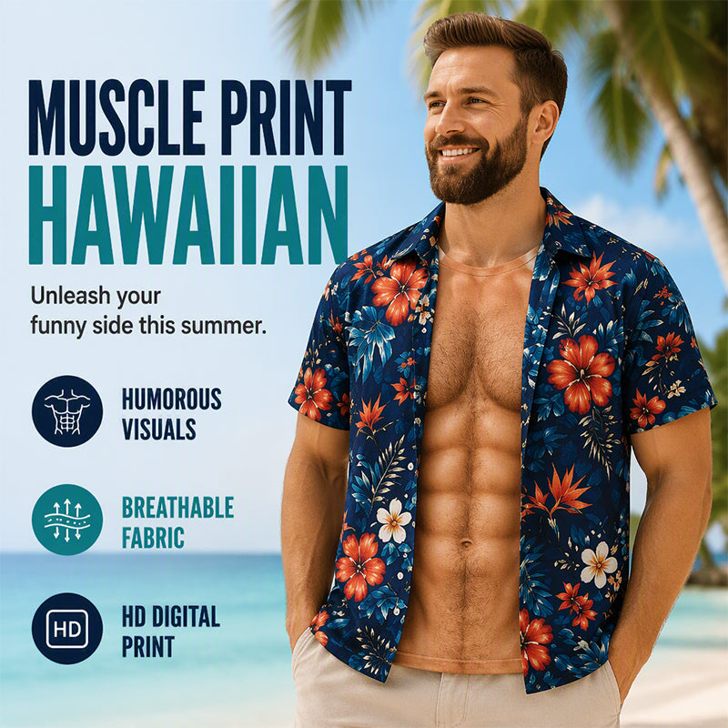 Men Hawaiian Shirt Tropical Floral Print Short Sleeve Casual Beach Button Down Shirt