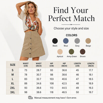 Women's Button-Front Corduroy Skirt with Pockets