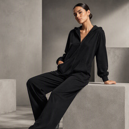 Women's Casual Long Sleeve Hooded Jumpsuit