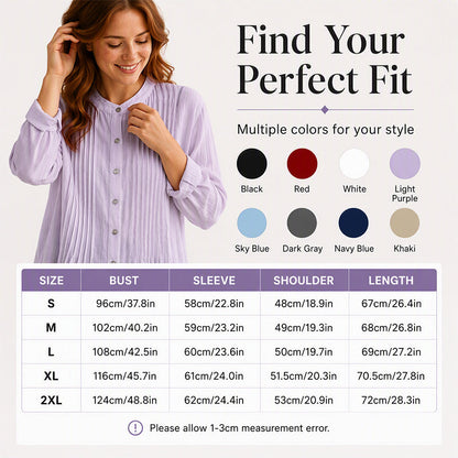 Women's Casual Stand Collar Pleated Shirt