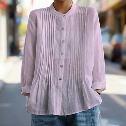 Women's Casual Stand Collar Pleated Shirt