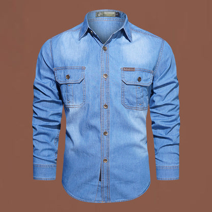 Bestseller🏆👔 Classic Cotton Shirt with Denim Aesthetic – Relaxed Silhouette & Timeless Style for Everyday Wear