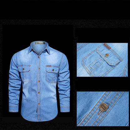 Bestseller🏆👔 Classic Cotton Shirt with Denim Aesthetic – Relaxed Silhouette & Timeless Style for Everyday Wear