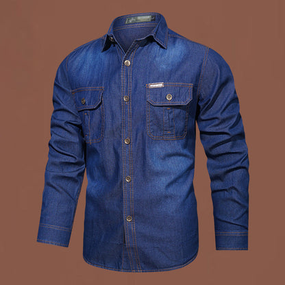 Bestseller🏆👔 Classic Cotton Shirt with Denim Aesthetic – Relaxed Silhouette & Timeless Style for Everyday Wear