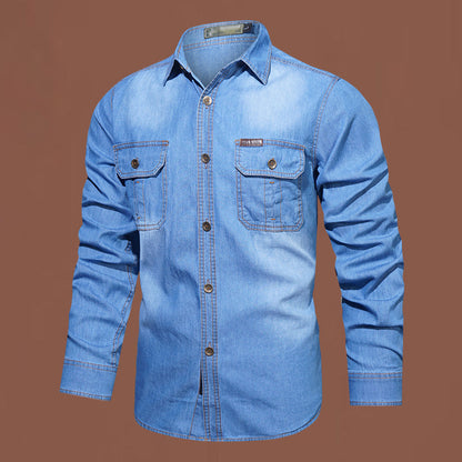 Bestseller🏆👔 Classic Cotton Shirt with Denim Aesthetic – Relaxed Silhouette & Timeless Style for Everyday Wear