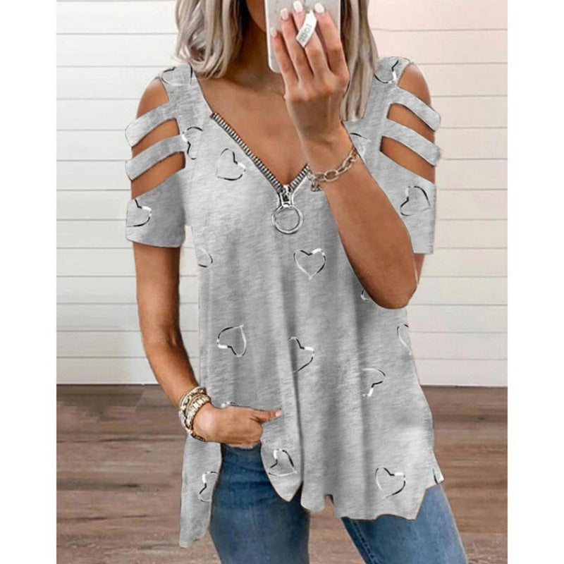 Bestseller💕 Cold Shoulder Tee – Trendy Cutout & Easy Pairing for Every Look
