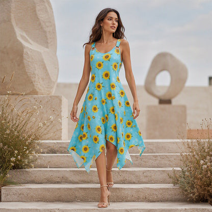 ✨🛍️Fresh Drop - Daisy Print Sleeveless Maxi – Breathable Comfort & Effortless Vacation Vibes 🍃