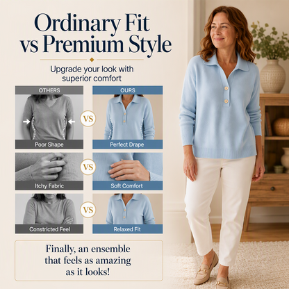 Bestseller🏆👚 Elegant Lapel Collar Knit – Timeless Design & All-Day Comfort for Every Look