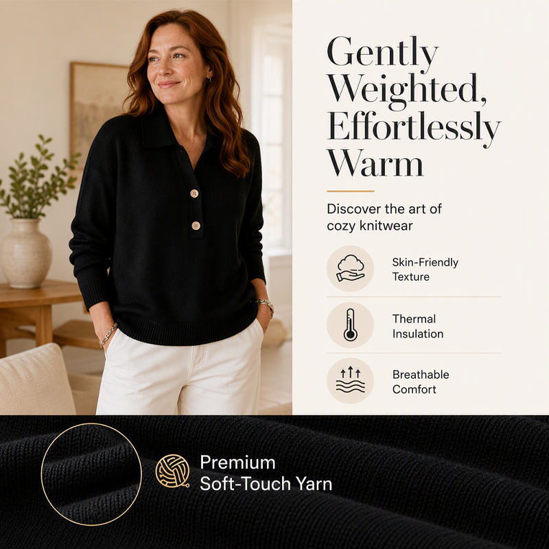 Bestseller🏆👚 Elegant Lapel Collar Knit – Timeless Design & All-Day Comfort for Every Look
