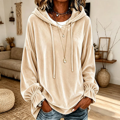 Bestseller🏆👚 Velvet Hooded Pullover – Luxe Texture & All-Day Comfort for Every Look