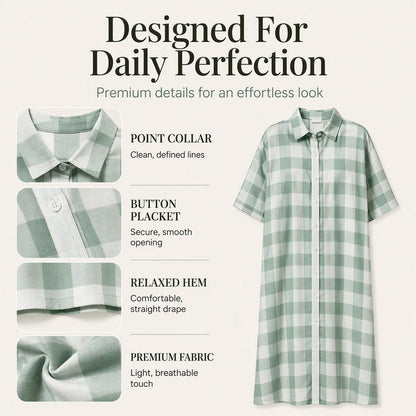 Women's Plaid Button-Down Maxi Shirt Dress