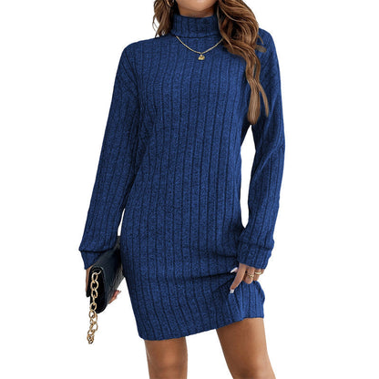 🌸Hot Sale 50% OFF💖Women's Ribbed Turtleneck Long Sleeve Sweater Dress