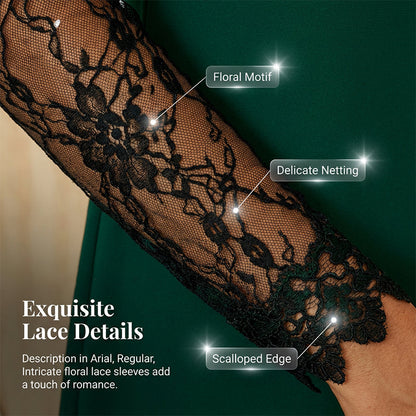 Elegant Cowl Neck A-Line Dress with Lace Sleeve