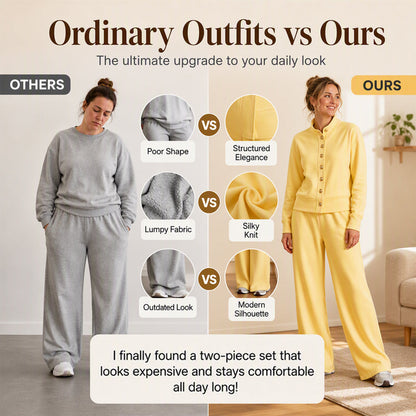 Women's Button-Down Cardigan & Wide-Leg Pants Set