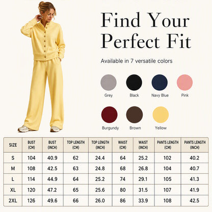 Women's Button-Down Cardigan & Wide-Leg Pants Set