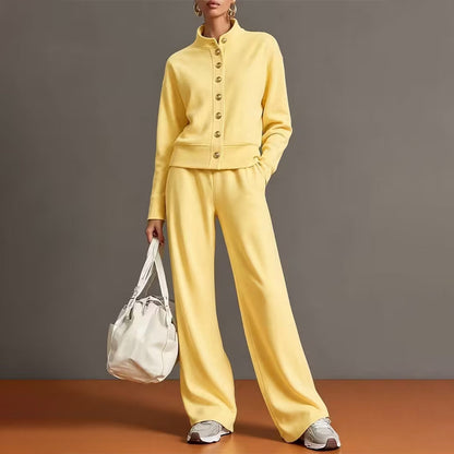Women's Button-Down Cardigan & Wide-Leg Pants Set