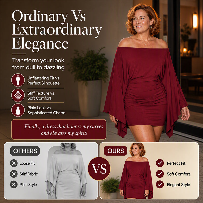 Women's Off-Shoulder Batwing Sleeve Bodycon Dress