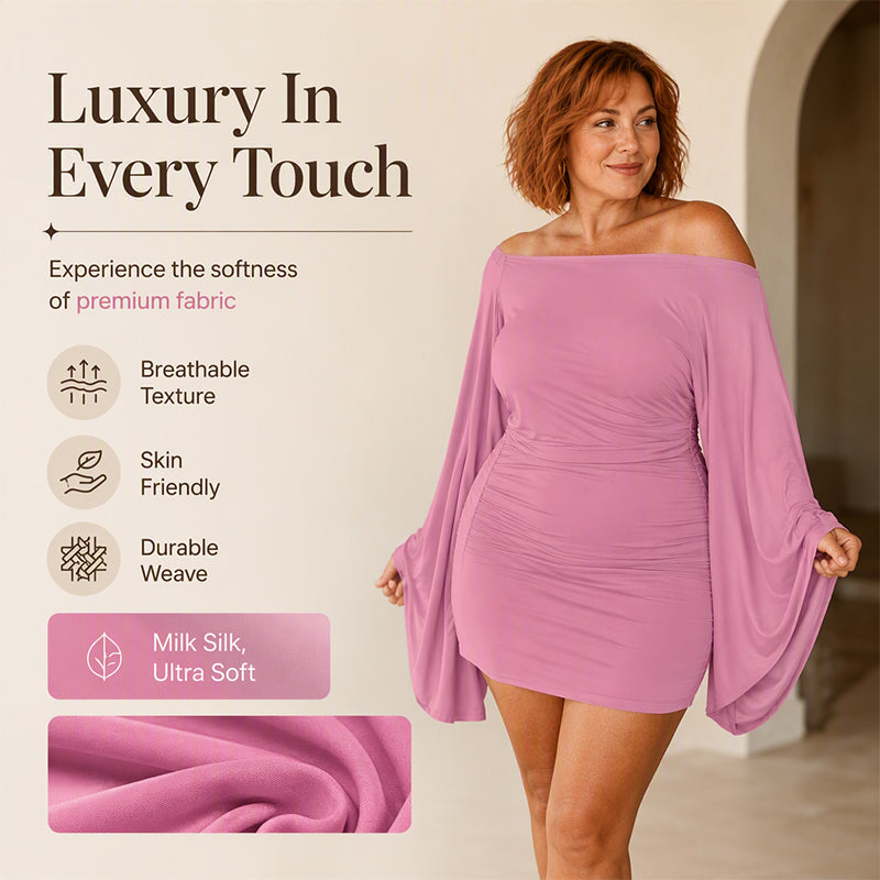 Women's Off-Shoulder Batwing Sleeve Bodycon Dress