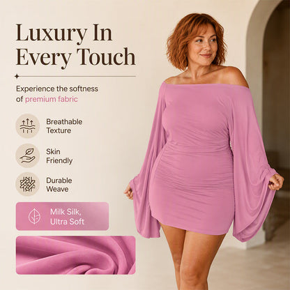 Women's Off-Shoulder Batwing Sleeve Bodycon Dress