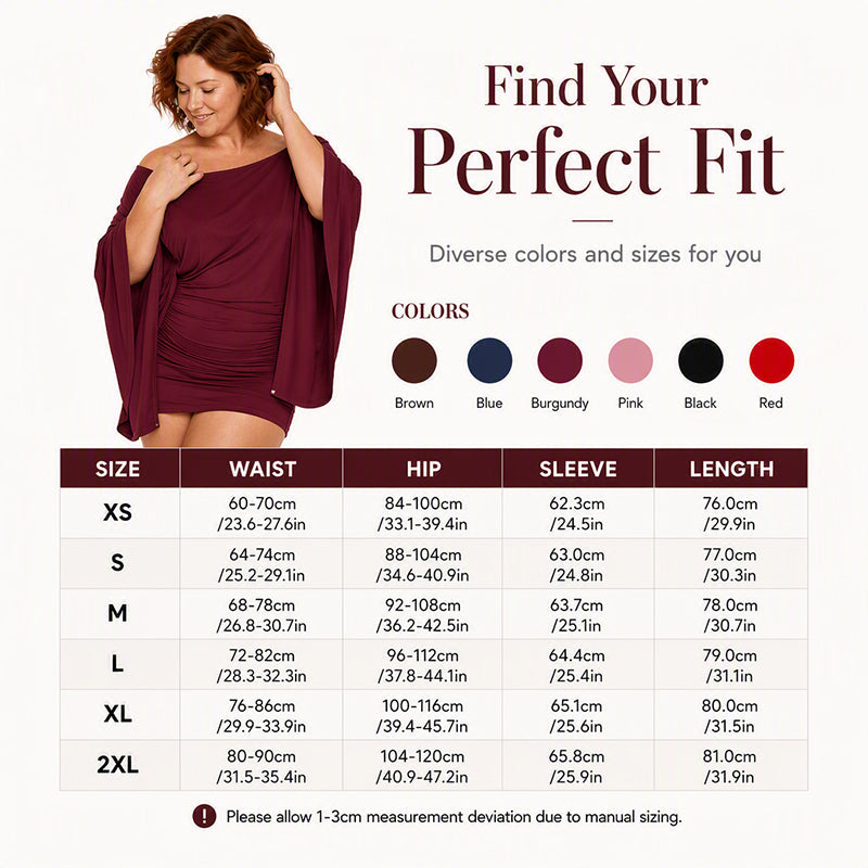 Women's Off-Shoulder Batwing Sleeve Bodycon Dress