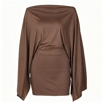 Women's Off-Shoulder Batwing Sleeve Bodycon Dress