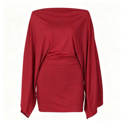 Women's Off-Shoulder Batwing Sleeve Bodycon Dress