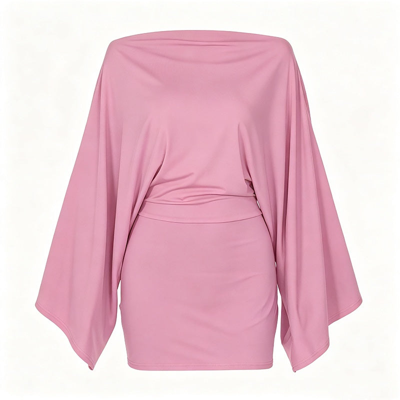 Women's Off-Shoulder Batwing Sleeve Bodycon Dress