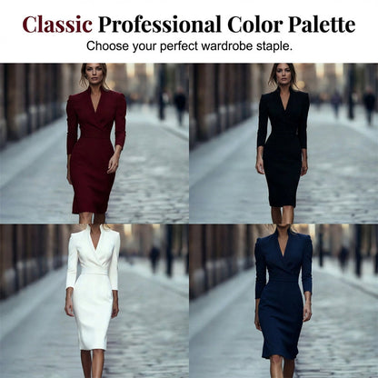 Elegant Stand Collar V-Neck Bodycon Dress