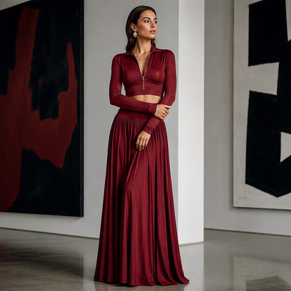 Women's Crop Top & Maxi Skirt Set