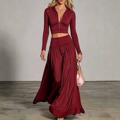 Women's Crop Top & Maxi Skirt Set