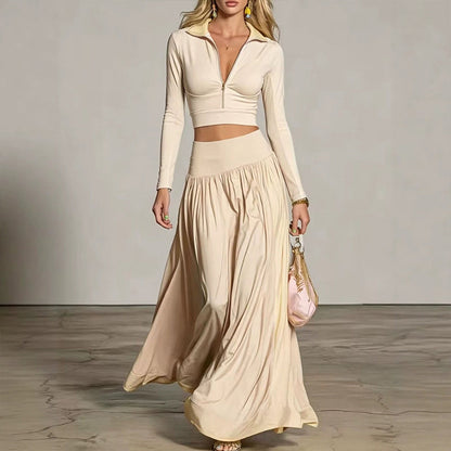 Women's Crop Top & Maxi Skirt Set