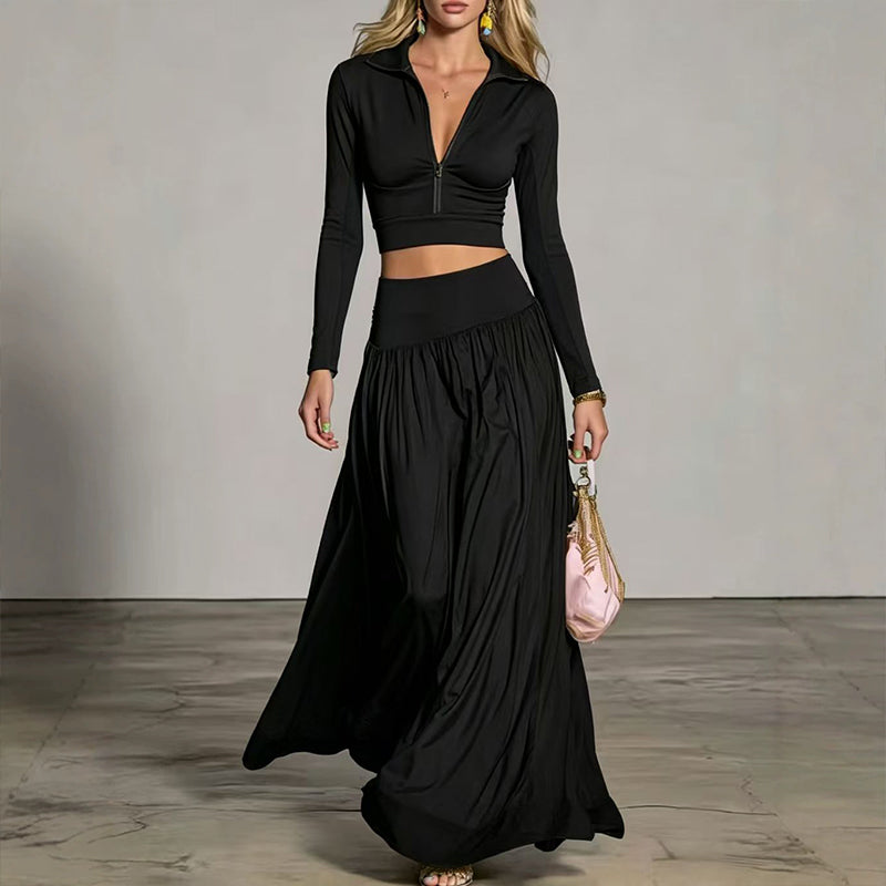 Women's Crop Top & Maxi Skirt Set