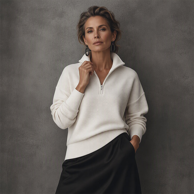 🧥✨ Women's Quarter Zip Pullover – 50% OFF! Soft stretch, ribbed texture, relaxed fit – sporty everyday style. 🔥🌸