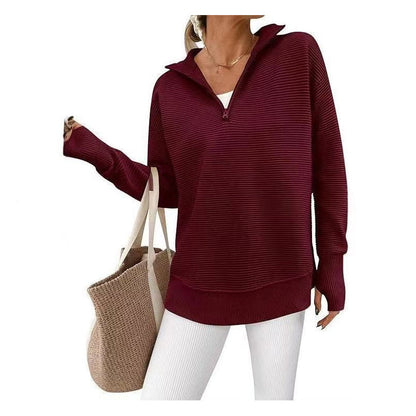 🧥✨ Women's Quarter Zip Pullover – 50% OFF! Soft stretch, ribbed texture, relaxed fit – sporty everyday style. 🔥🌸